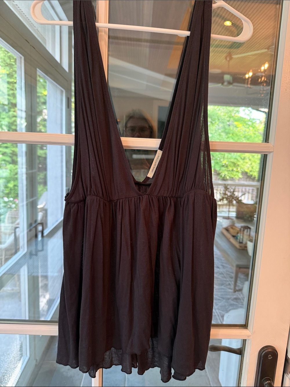 Urban Outfitters Black Deep V Ruffle Hem Camisole